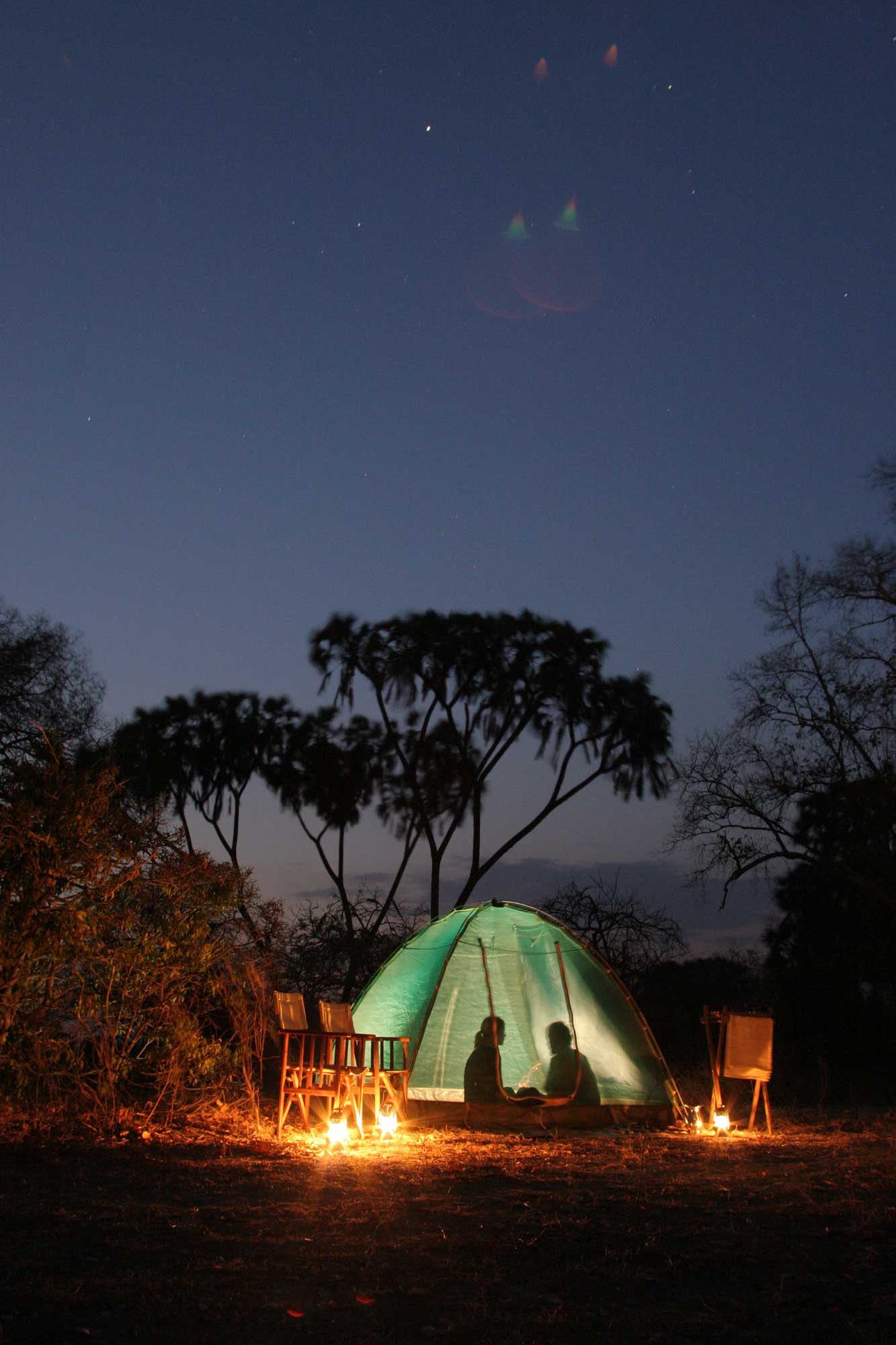 Jongomero Camp fly camping night view