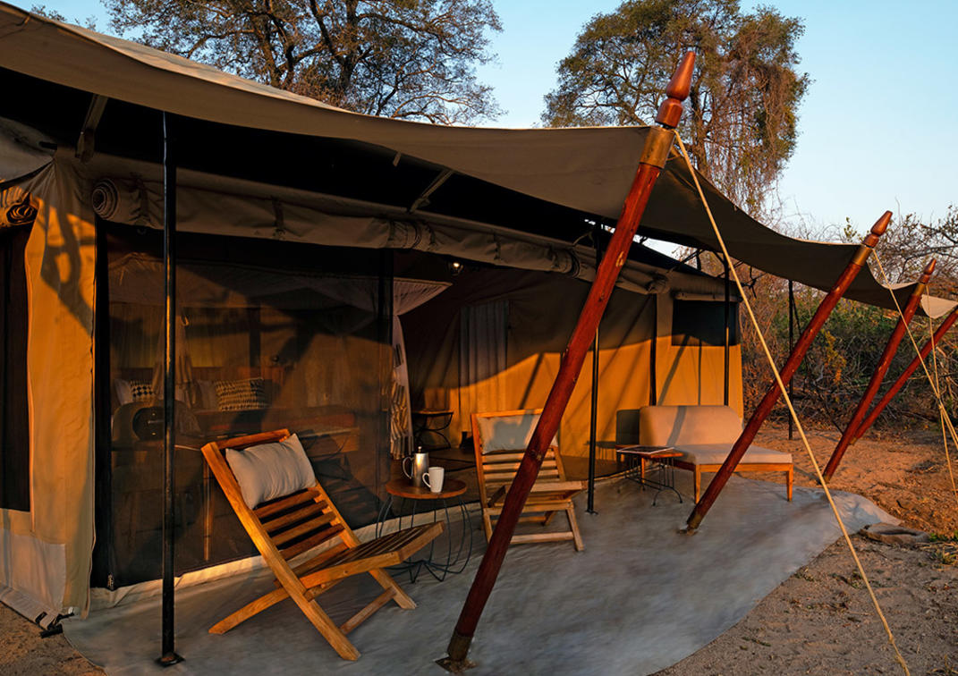 Kwihala Camp Guest Tent exterior with veranda