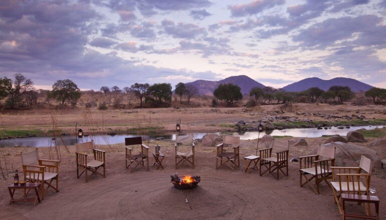 Ruaha River Lodge around the fire pit