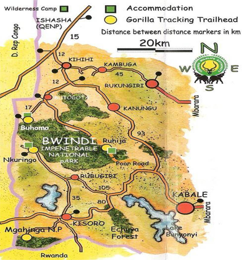 Bwindi Impenetrable National Park Map
