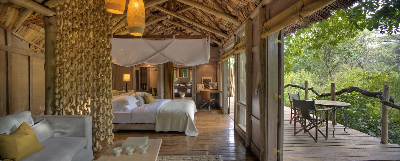 Lake Manyara Tree Lodge - Treehouse Suite Interior & Terrace