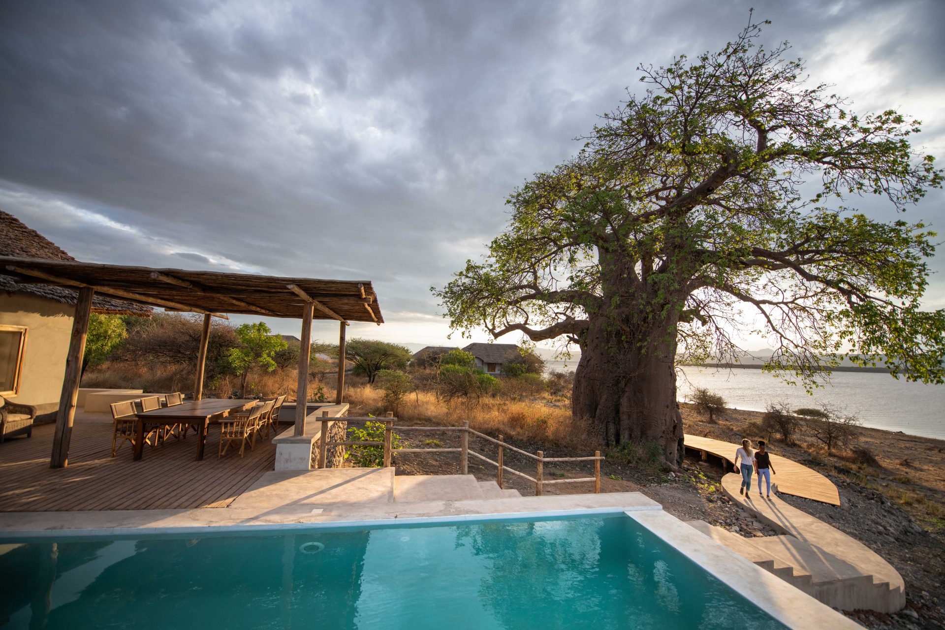 Manyaras Secret Baobab Villa (sleeps 8) Pool with Dining Area