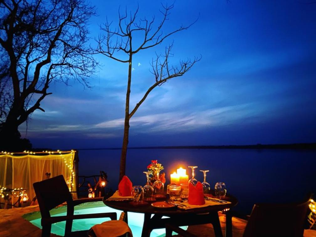 Nile Safari Lodge private dining outside Exclusive Banda