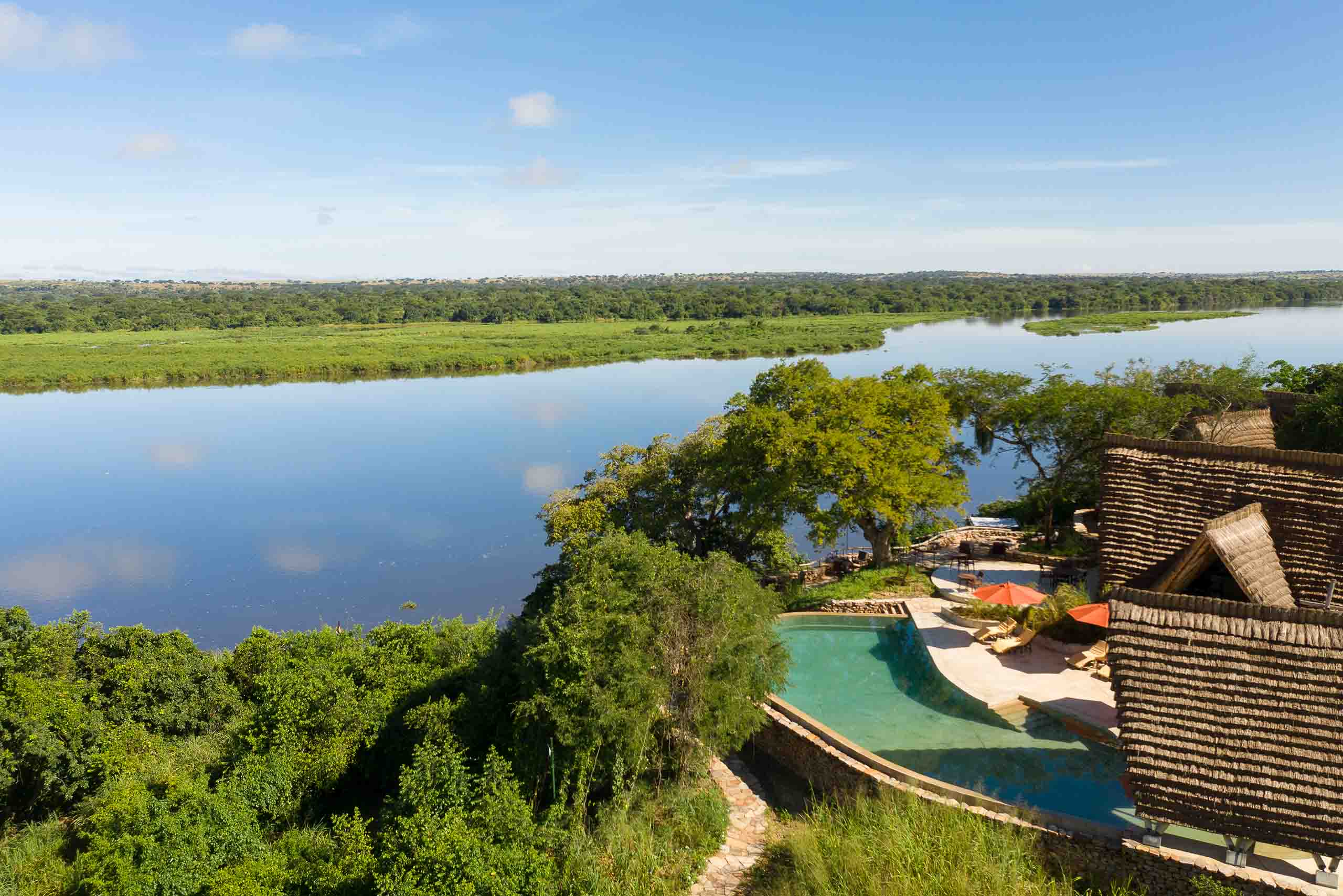 Nile Safari Lodge swimming pool Ariel view