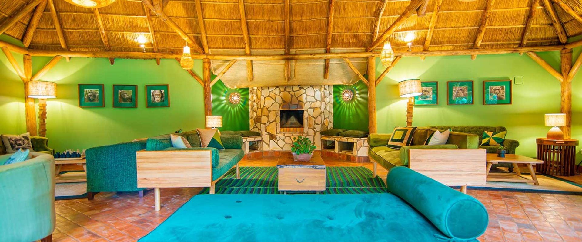 Primate Lodge Kibale - Lounge Area with Fire Place