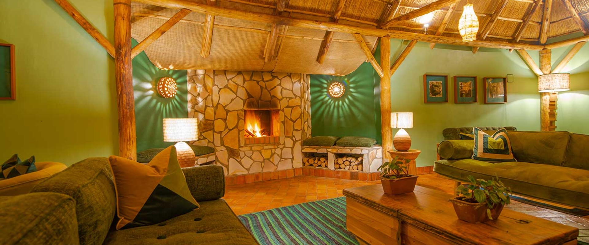 Primate Lodge Kibale Sitting Area & Fireplace